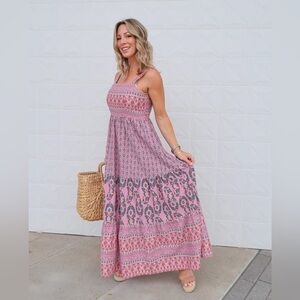 Knox Rose Boho Paisley Print
Cotton Maxi Dress XXL